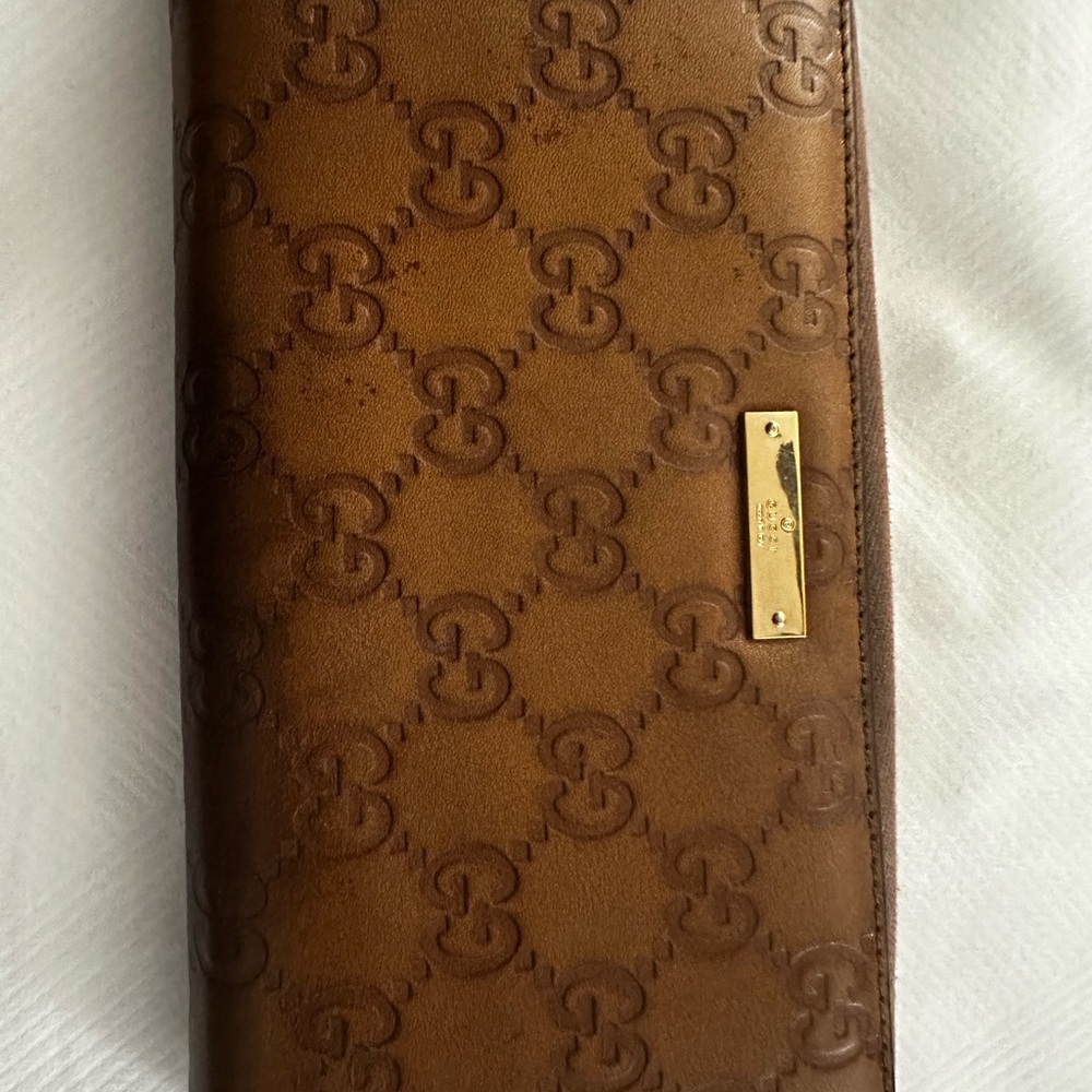 Gucci brown Embossed Leather wallet